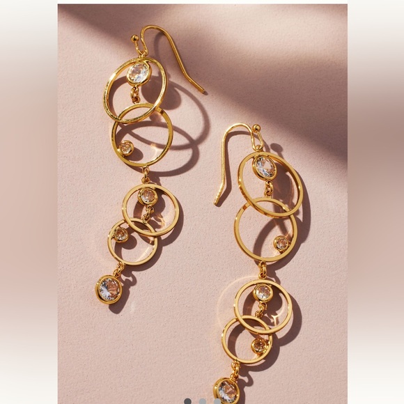 Anthropologie Circular Linked Earrings - Gold - New - Picture 1 of 5